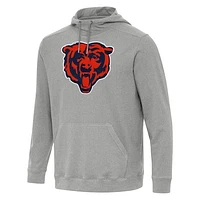 Men's Antigua Heather Gray Chicago Bears Cloud Pullover Hoodie