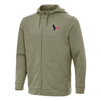 Men's Antigua Olive Houston Texans Effortless Full-Zip Hoodie