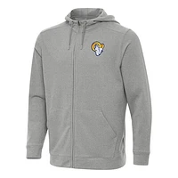 Men's Antigua Heather Gray Los Angeles Rams Effortless Full-Zip Hoodie
