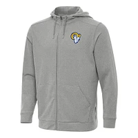Men's Antigua Heather Gray Los Angeles Rams Effortless Full-Zip Hoodie