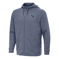 Men's Antigua Heather Navy Tennessee Titans Effortless Full-Zip Hoodie