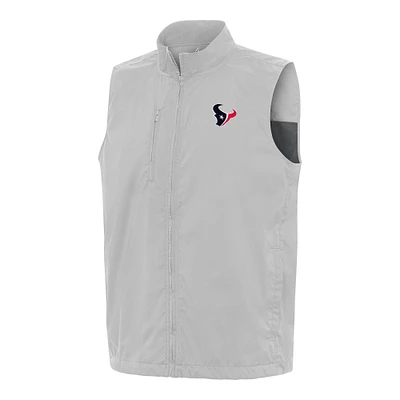 Men's Antigua Gray Houston Texans Brisk Full-Zip Vest