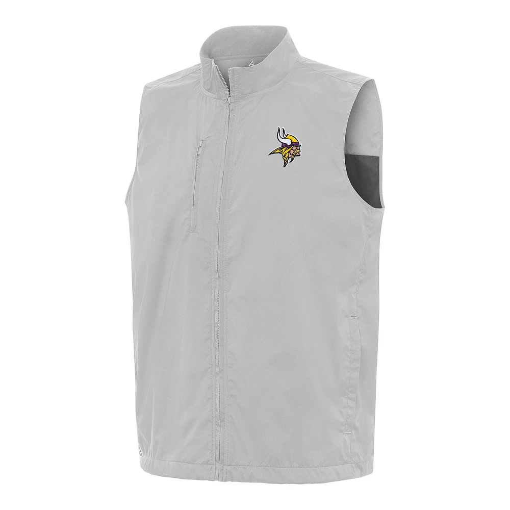 Men's Antigua Gray Minnesota Vikings Brisk Full-Zip Vest