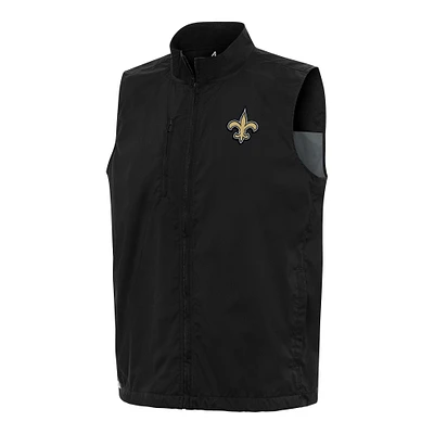 Men's Antigua Black New Orleans Saints Brisk Full-Zip Vest