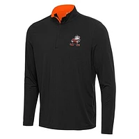 Men's Antigua Black/Orange Cleveland Browns Content Quarter-Zip Pullover Top