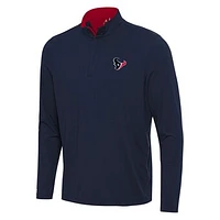 Men's Antigua Navy/Red Houston Texans Content Quarter-Zip Pullover Top