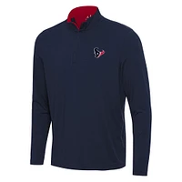 Men's Antigua Navy/Red Houston Texans Content Quarter-Zip Pullover Top