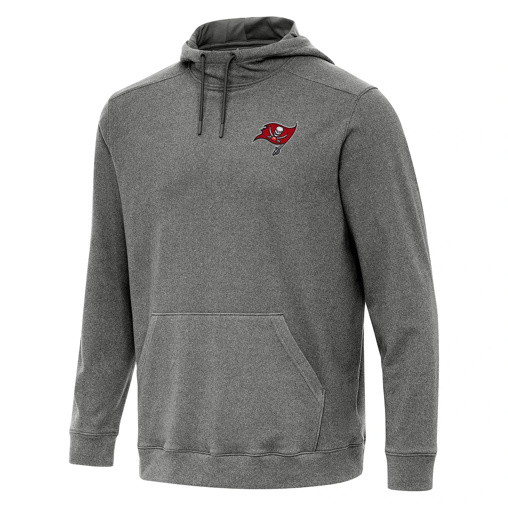 Men's Antigua Heather Black Tampa Bay Buccaneers Cloud Pullover Hoodie