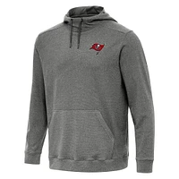 Men's Antigua Heather Black Tampa Bay Buccaneers Cloud Pullover Hoodie