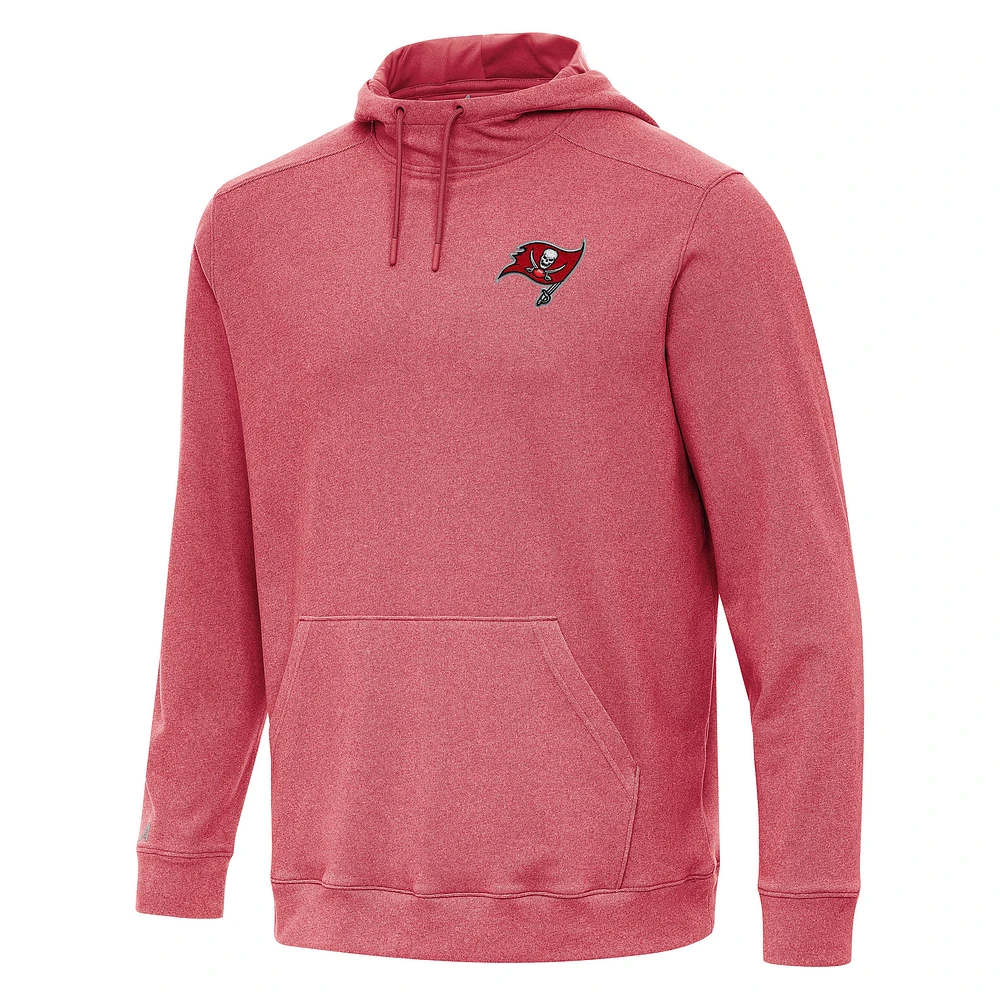 Men's Antigua Heather Red Tampa Bay Buccaneers Cloud Pullover Hoodie