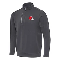 Men's Antigua Pewter Cleveland Browns Generation Quarter-Zip Pullover Top