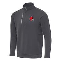 Men's Antigua Pewter Cleveland Browns Generation Quarter-Zip Pullover Top