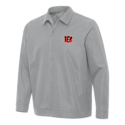 Men's Antigua Gray Cincinnati Bengals Pivot Full-Zip Jacket