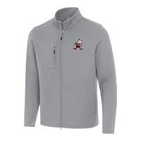 Men's Antigua Gray Cleveland Browns Brownie Logo Objection Full-Zip Jacket