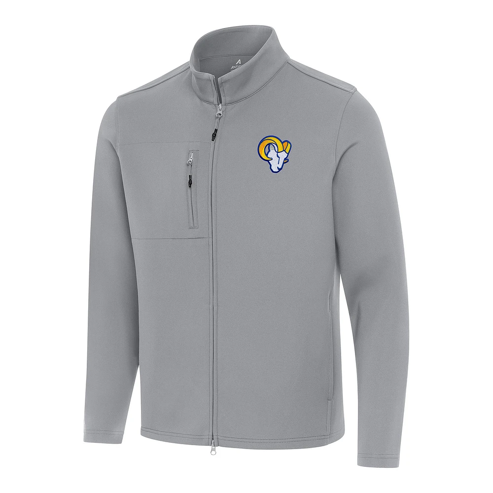 Men's Antigua Gray Los Angeles Rams Objection Full-Zip Jacket