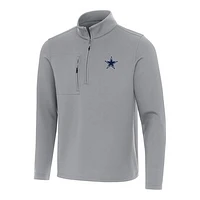 Men's Antigua Gray Dallas Cowboys Insider Quarter-Zip Pullover Top