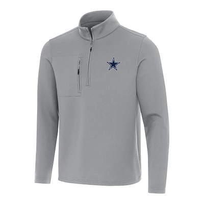 Men's Antigua Gray Dallas Cowboys Insider Quarter-Zip Pullover Top
