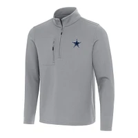 Men's Antigua Gray Dallas Cowboys Insider Quarter-Zip Pullover Top