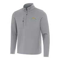 Men's Antigua Gray Los Angeles Chargers Insider Quarter-Zip Pullover Top