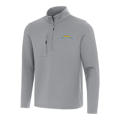 Men's Antigua Gray Los Angeles Chargers Insider Quarter-Zip Pullover Top