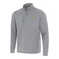 Men's Antigua Gray Los Angeles Chargers Insider Quarter-Zip Pullover Top