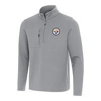 Men's Antigua Gray Pittsburgh Steelers Insider Quarter-Zip Pullover Top