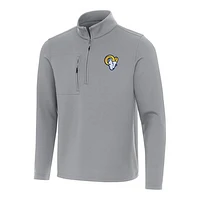Men's Antigua Gray Los Angeles Rams Insider Quarter-Zip Pullover Top