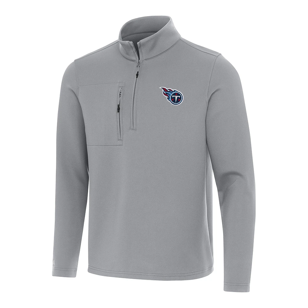 Men's Antigua Gray Tennessee Titans Insider Quarter-Zip Pullover Top