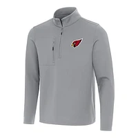 Men's Antigua Gray Arizona Cardinals Insider Quarter-Zip Pullover Top