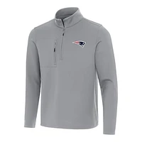 Men's Antigua Gray New England Patriots Insider Quarter-Zip Pullover Top