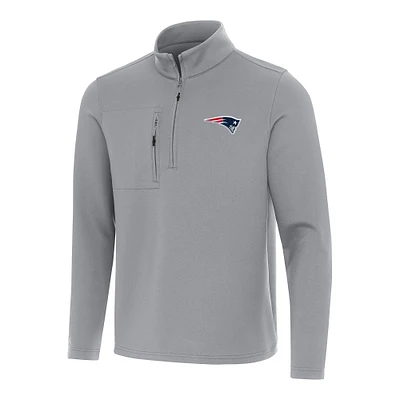 Men's Antigua Gray New England Patriots Insider Quarter-Zip Pullover Top