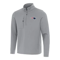 Men's Antigua Gray New England Patriots Insider Quarter-Zip Pullover Top