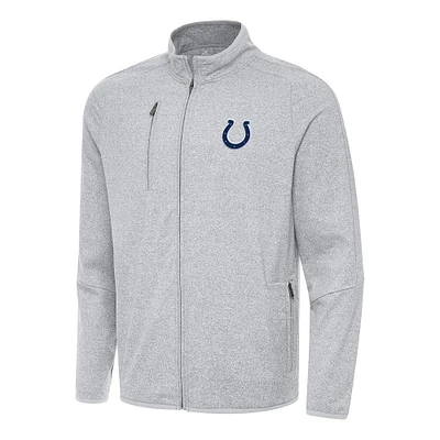 Men's Antigua Heather Gray Indianapolis Colts  Hold-Up Tri-Blend Full-Zip Jacket