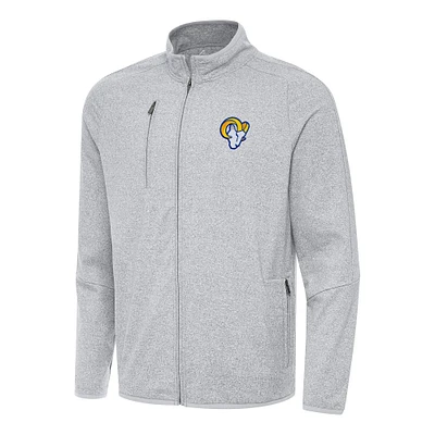 Men's Antigua Heather Gray Los Angeles Rams  Hold-Up Tri-Blend Full-Zip Jacket