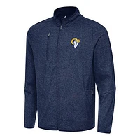 Men's Antigua Heather Navy Los Angeles Rams  Hold-Up Tri-Blend Full-Zip Jacket