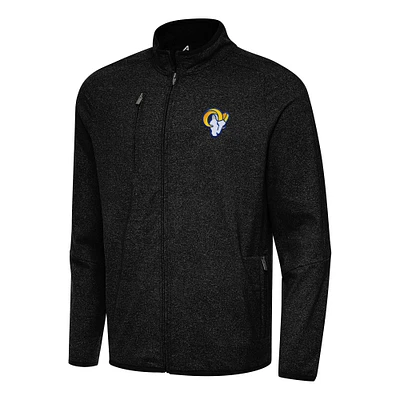 Men's Antigua Heather Black Los Angeles Rams  Hold-Up Tri-Blend Full-Zip Jacket