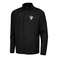 Men's Antigua Heather Black Los Angeles Rams  Hold-Up Tri-Blend Full-Zip Jacket