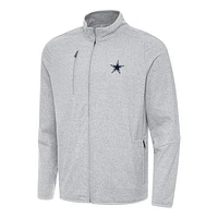 Men's Antigua Heather Gray Dallas Cowboys  Hold-Up Tri-Blend Full-Zip Jacket