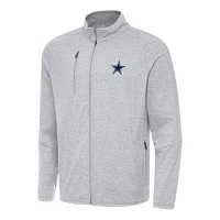 Men's Antigua Heather Gray Dallas Cowboys  Hold-Up Tri-Blend Full-Zip Jacket