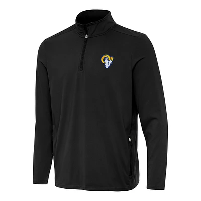 Men's Antigua  Black Los Angeles Rams Perilous Quarter-Zip Pullover Top