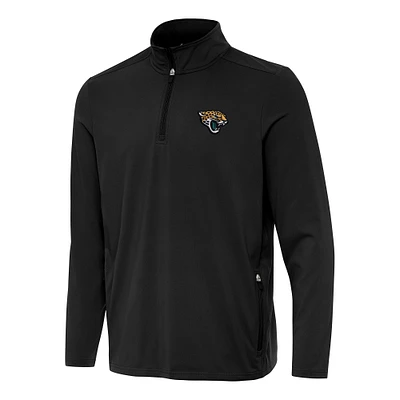 Men's Antigua  Black Jacksonville Jaguars Perilous Quarter-Zip Pullover Top