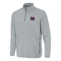 Men's Antigua  Gray New York Giants Perilous Quarter-Zip Pullover Top