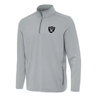 Men's Antigua  Gray Las Vegas Raiders Perilous Quarter-Zip Pullover Top
