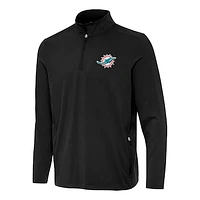 Men's Antigua  Black Miami Dolphins Perilous Quarter-Zip Pullover Top