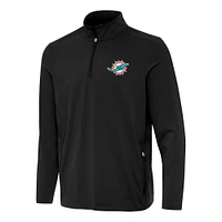 Men's Antigua  Black Miami Dolphins Perilous Quarter-Zip Pullover Top