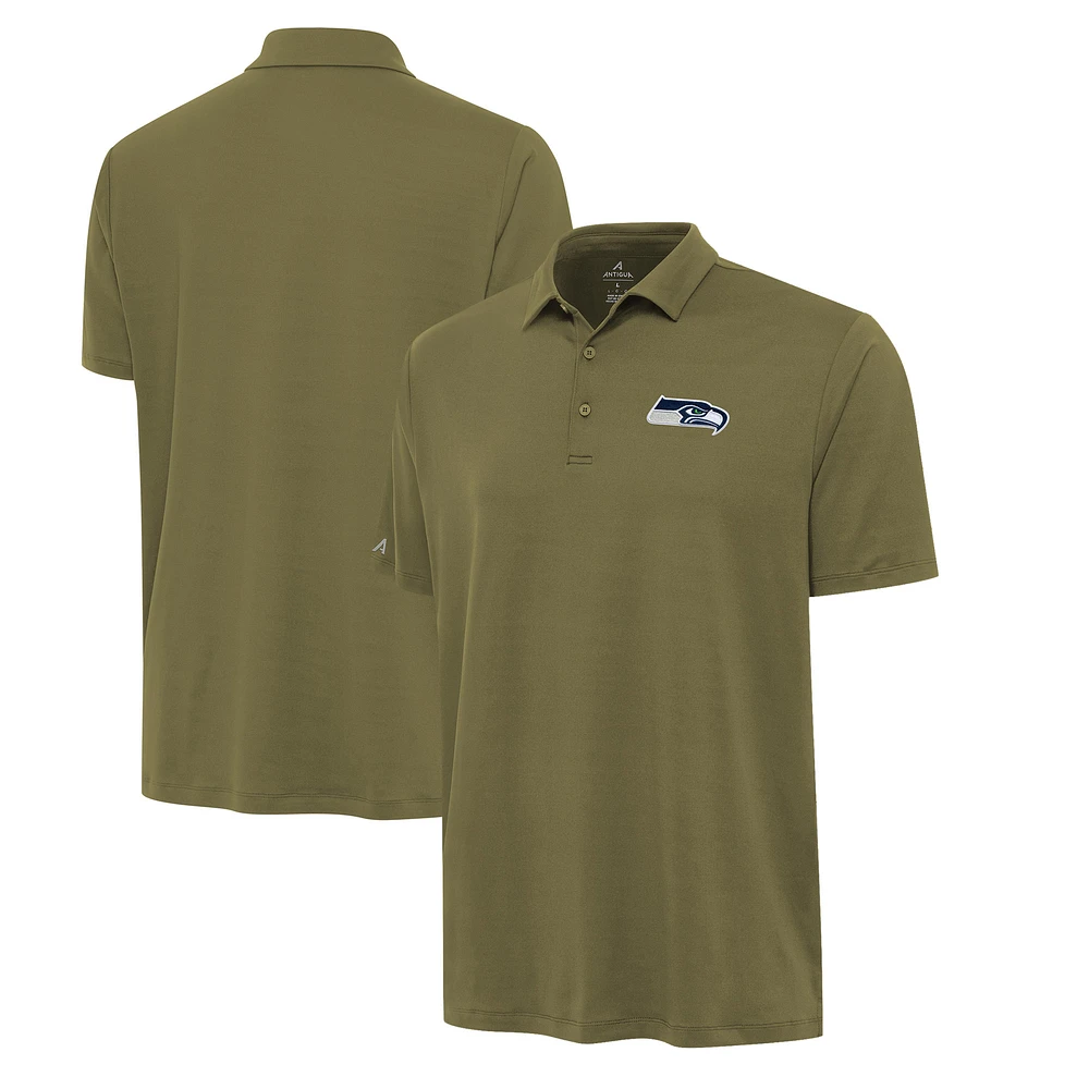 Men's Antigua Olive Seattle Seahawks Reprocess Polo