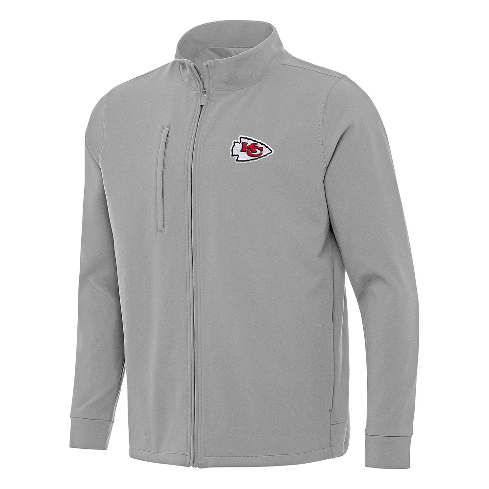 Men's Antigua  Gray Kansas City Chiefs Regard Full-Zip Jacket