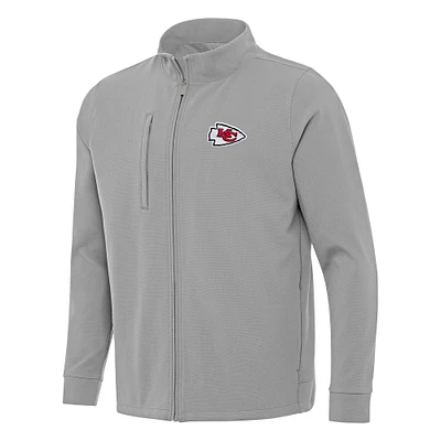 Men's Antigua  Gray Kansas City Chiefs Regard Full-Zip Jacket
