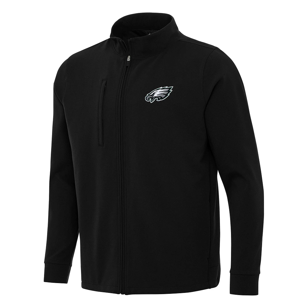 Men's Antigua Black Philadelphia Eagles Regard Full-Zip Jacket