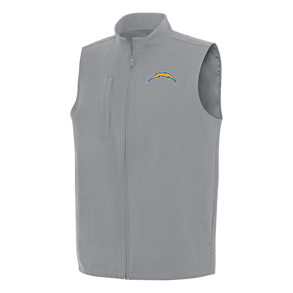 Men's Antigua Gray Los Angeles Chargers Regard Full-Zip Vest